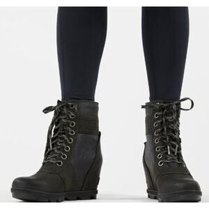 Sorel Women’s 10.5 waterproof Gray‎ Slate Lexi Wedge Ankle Boots Canvas Suede